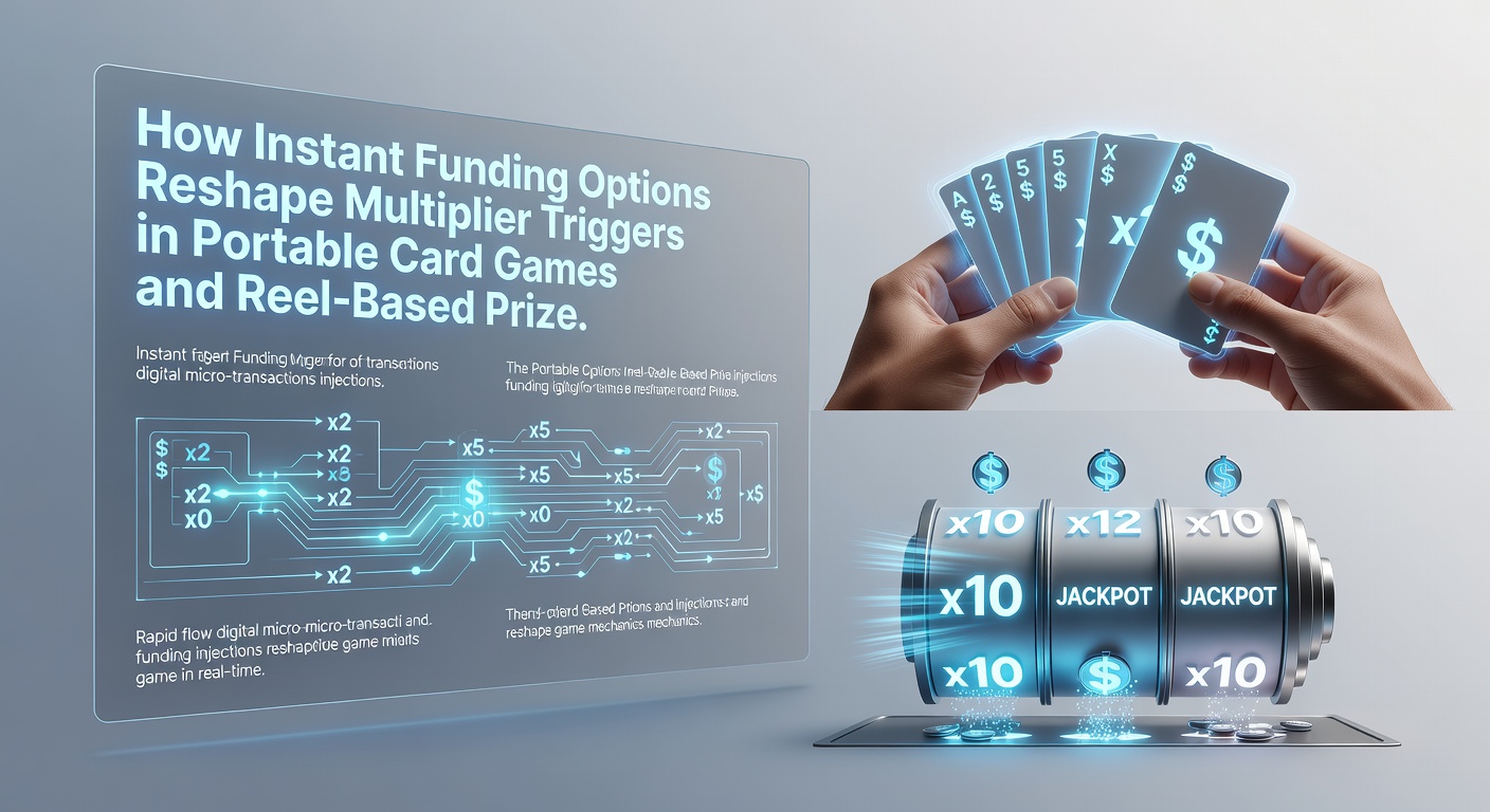Illustration reel-basierter Gewinnpools mit Instant-Funding und Multiplikator-Triggern in mobilen Slots