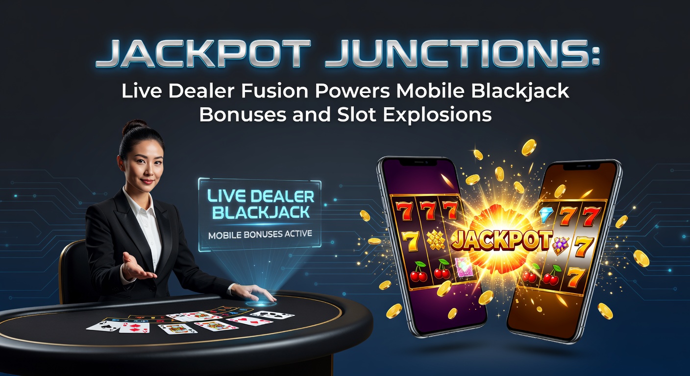 Lebendiger Live-Dealer-Tisch mit mobilen Slots im Hintergrund, wo Jackpots explodieren und Boni fliegen